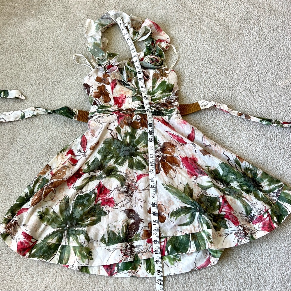MARINEBLU Belted Floral Ruffle Halter Dress—SZ. Small - Picture 11 of 15